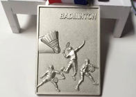 Square Shape Custom Metal Medal 70*50*4mm For Team Badminton Games