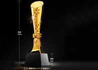 Gold Plated Polyresin Trophy Cylinder Shape Year - End Bonus For Enterprise Staff