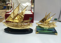 Metal Alloy Arab Cultural Souvenirs / Arabian Fishing Boat Model With Crystal Base