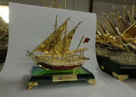 Metal Alloy Arab Cultural Souvenirs / Arabian Fishing Boat Model With Crystal Base