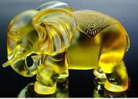 Amber Colored Glaze Indoor Home Decoration Elephants Figurine Statue 135*80*115mm