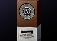 Aluminum Base Wooden Award Plaques 3D Customized Logo Souvenirs For Enterprise