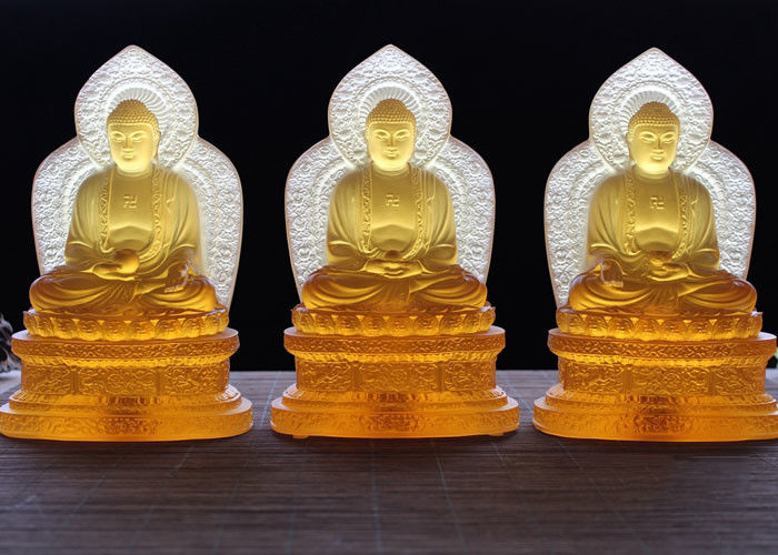 Precious Colored Glaze Buddha Figure For Altar And Worship Custom Texts Accepted