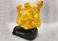 Poly Resin Custom Trophy Cup , Gold Plated Laughing Buddha Religious Crafts