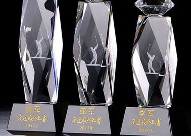 Golf Event Crystal Trophy Cup With Inside 3D Laser Golf Figure OEM Available