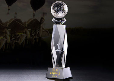 Golf Event Crystal Trophy Cup With Inside 3D Laser Golf Figure OEM Available