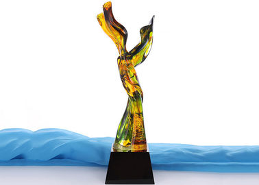 Modern Twisted Colored Glaze Custom Award Trophies For VIP Workers