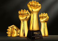 Fist Shape Resin Trophy Cup Gold Electroplated For Outstanding Staff / Employees