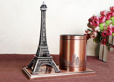 Plated World Famous Building Model , Metal France Eiffel Tower Design Brush Pot