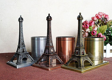 Plated World Famous Building Model , Metal France Eiffel Tower Design Brush Pot