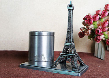 Plated World Famous Building Model , Metal France Eiffel Tower Design Brush Pot