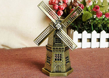 Miniature DIY Craft Gifts World Famous Building Model Brass Dutch Windmill Replica