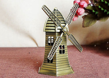 Miniature DIY Craft Gifts World Famous Building Model Brass Dutch Windmill Replica