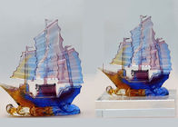 Office Desk Decoration Colored Glaze Crafts , Chinese Style Sailing Boat Adornment