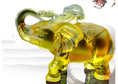 Amber Colored Glaze Indoor Home Decoration Elephants Figurine Statue 135*80*115mm