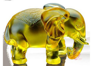 Amber Colored Glaze Indoor Home Decoration Elephants Figurine Statue 135*80*115mm