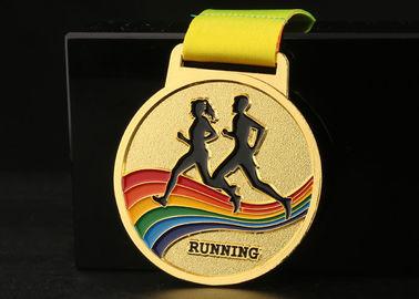 Marathon Running Race Sports Medals And Ribbons Colorful Zinc Alloy Material