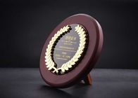 Round Award Cups Trophies , Walnut Wood Personalized Trophy Cup 3d Engraved Logo