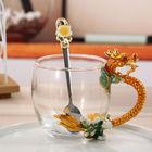 Dragon 9cm Height Custom Tea Cup With Spoon As Promotional Gifts