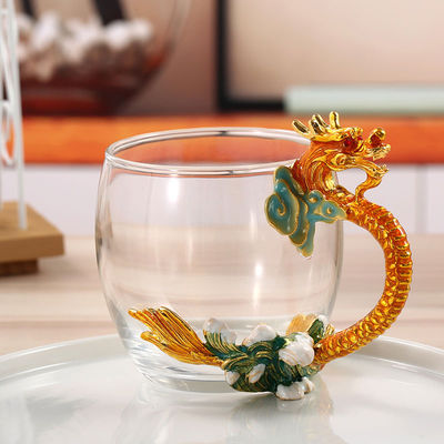 Dragon 9cm Height Custom Tea Cup With Spoon As Promotional Gifts