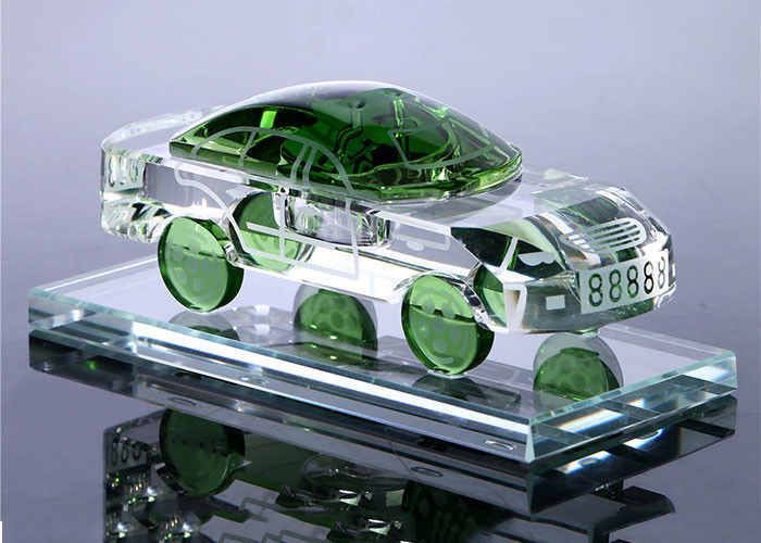 Car Shape Crystal Decorative Glass Bottles Yellow / Green / Blue / White Color Optional