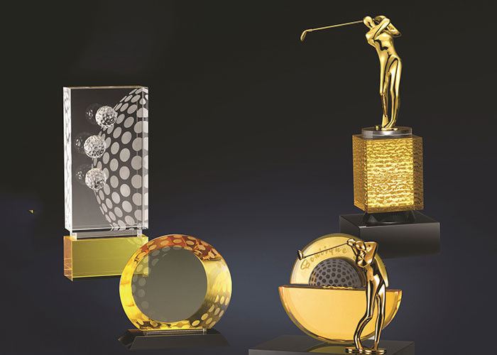 Yellow Crystal Material Golf Hole In One Trophy Multiple Types Optional