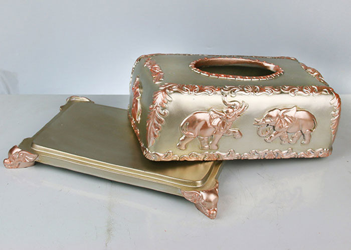 Custom Pattern Resin Decoration Crafts , 260*160*130mm Household Napkin Box